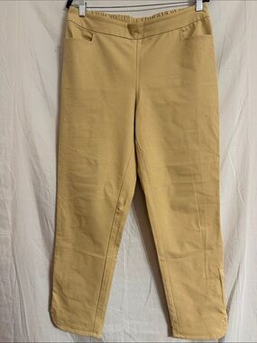 Isaac Mizrahi Mustard Tan Pull-On Slim Tapered Pants